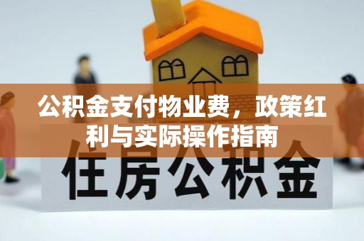 北门公积金支付物业费，政策红利与实际操作指南
