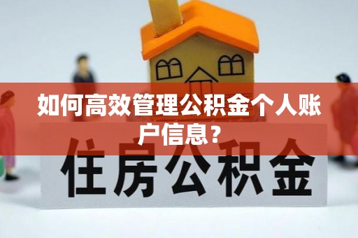 北门如何高效管理公积金个人账户信息？
